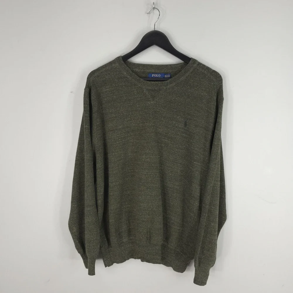 Polo Ralph Lauren Sweater Mens 2XL Green Crewneck Knit Pullover Pony Logo